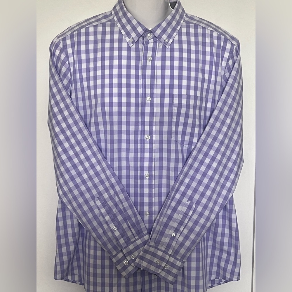 George Lavender Gingham Button-Down Shirt Sz/L (42-44) NWOT